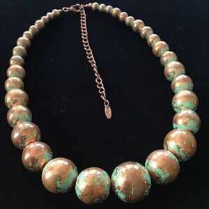 Copper and Turquoise Colored Beaded Necklace